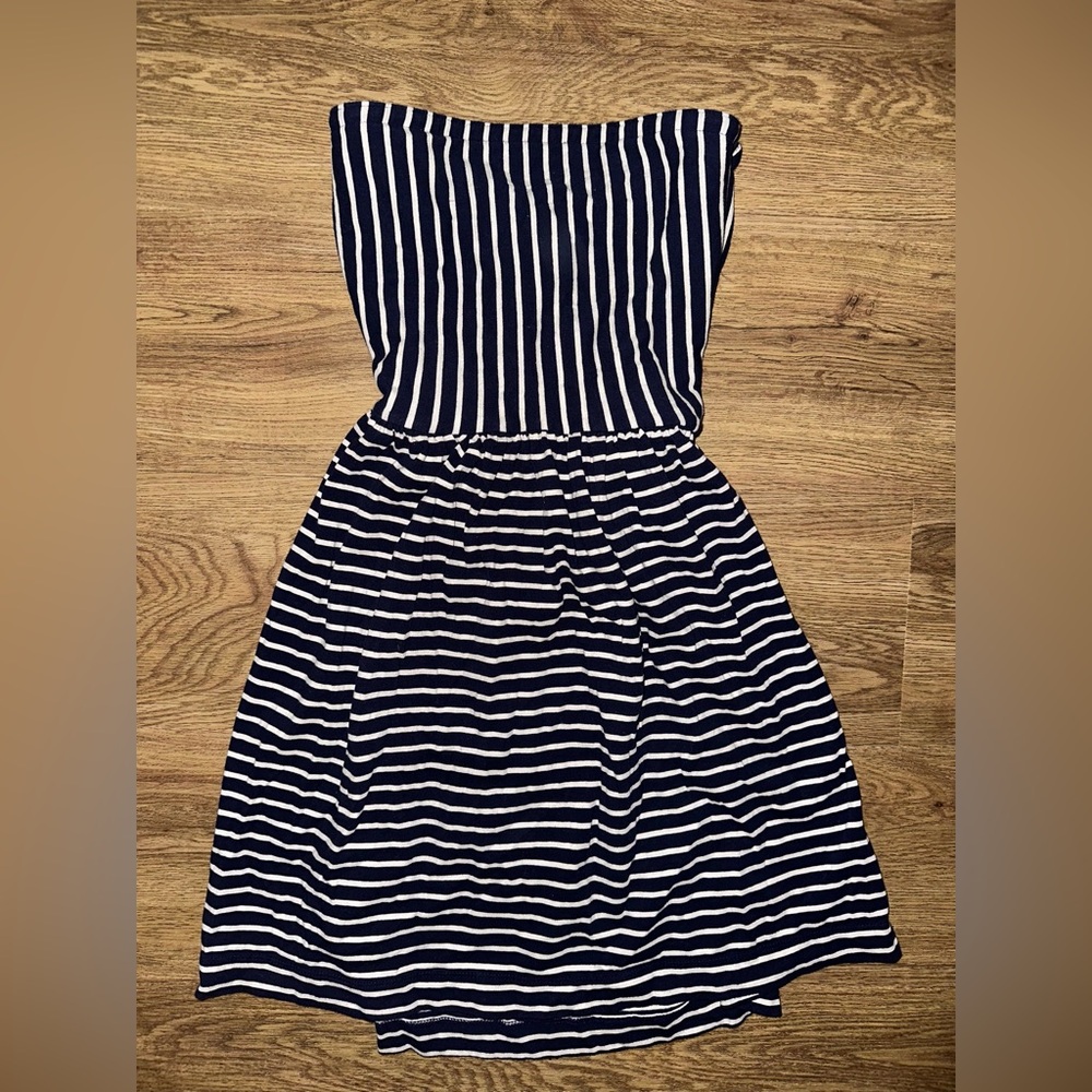 Ocean Drive Navy and White Striped Midi Dress